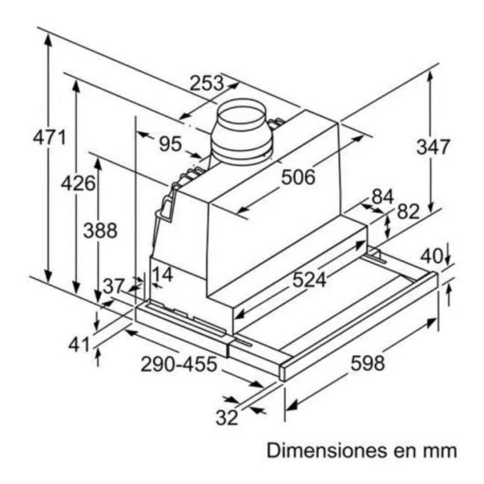 Máy hút mùi âm tủ Bosch DFS067K50 4 Kích thước máy hút mùi âm tủ Bosch DFS067K50