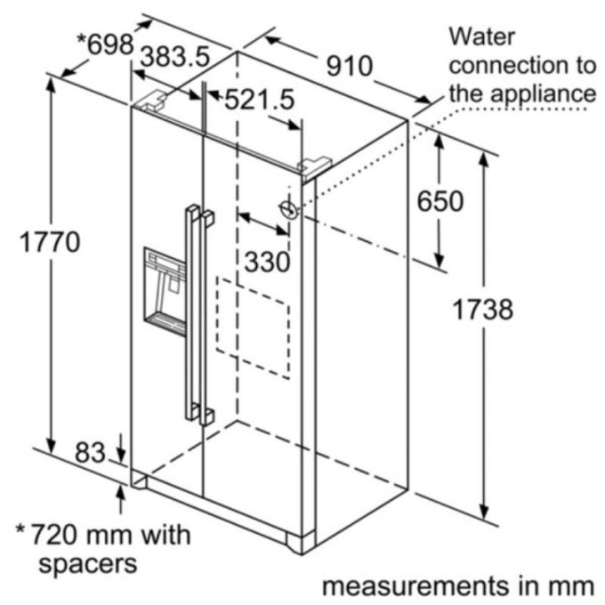 Tủ lạnh side by side Bosch KAG90AI20G 3 Kích thước Tủ lạnh side by side Bosch KAG90AI20G