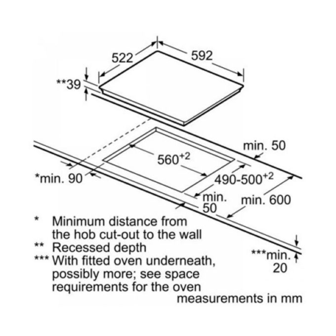 Bếp hồng ngoại Bosch PKK651FP1E 5 Kích thước Bếp hồng ngoại Bosch PKK651FP1E