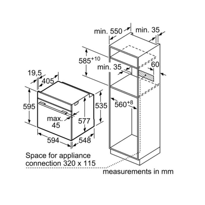 Lò nướng Bosch HBG633BS1J 4 Kích thước Lò nướng Bosch HBG633BS1J