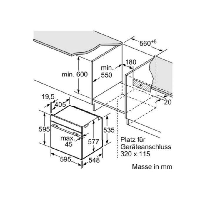 Lò nướng Bosch HBG675BW1 3 kích thước Lò nướng Bosch HBG675BW1