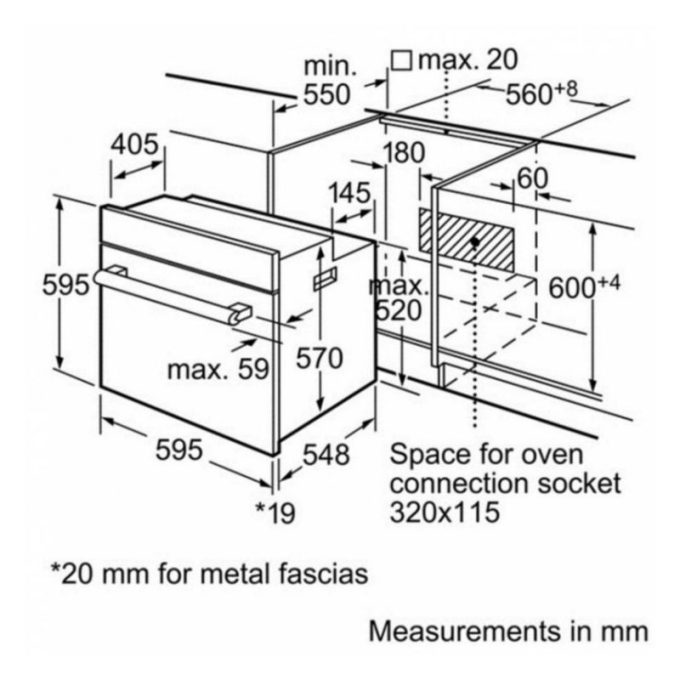 Lò nướng Bosch HBN539S5 3 Kích thước Lò nướng Bosch HBN539S5