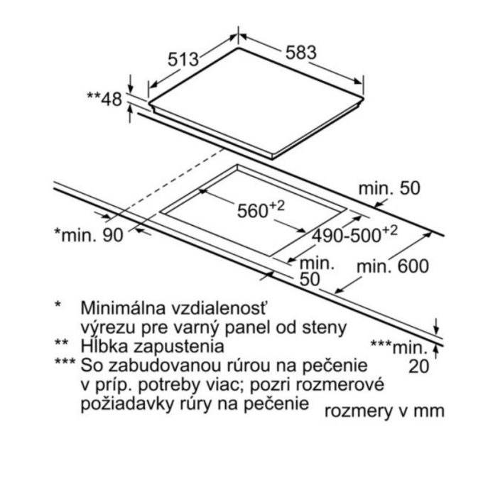 Bếp hồng ngoại Bosch PKF645FN1E 4 Kích thước bếp hồng ngoại Bosch PKF645FN1E