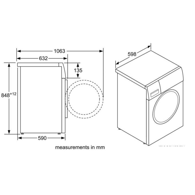 Máy giặt sấy kết hợp Bosch WVG30462SG 4 Kích thước máy giặt sấy kết hợp Bosch WVG30462SG