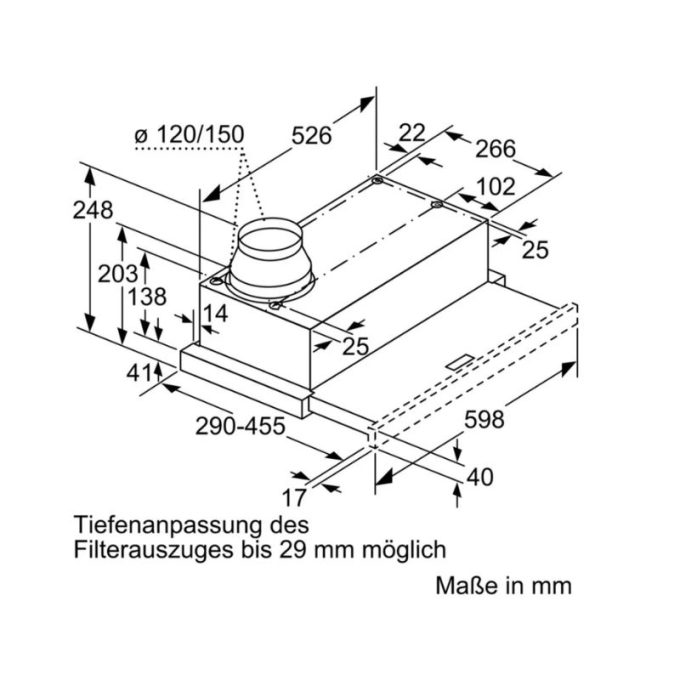 Máy hút khói khử mùi Bosch DFL064W53B 3 Kích thước máy hút khói khử mùi Bosch DFL064W53B