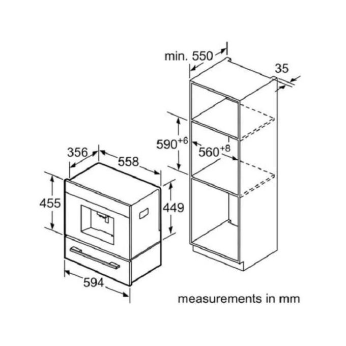 Máy pha cà phê Bosch CTL636ES6 3 Kích thước máy pha cà phê Bosch CTL636ES6