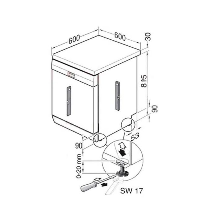 Máy rửa chén bát Bosch SMS63L02EU 6 Kích thước máy rửa chén bát Bosch SMS63L02EU