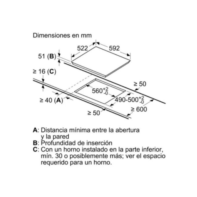 Bếp từ Bosch PXJ651FC1E 3 Kích thước của Bếp từ Bosch PXJ651FC1E