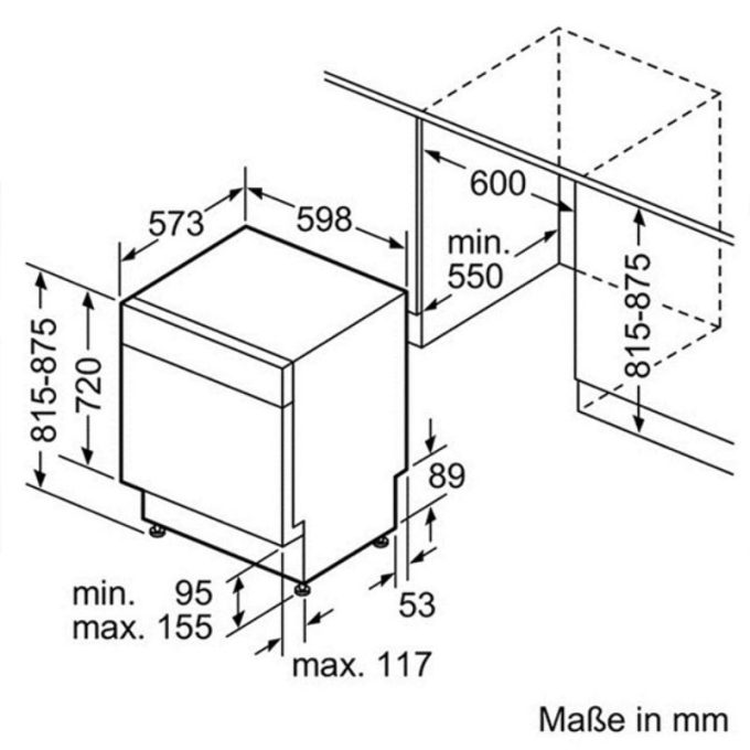Máy rửa chén bát Bosch SMS50D48EU 3 Kích thước máy rửa chén bát Bosch SMS50D48EU