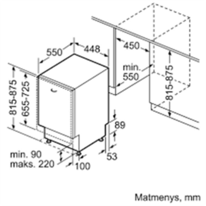 Máy rửa chén bát Bosch SPV46MX00E 6 Kích thước máy rửa chén bát Bosch SPV46MX00E
