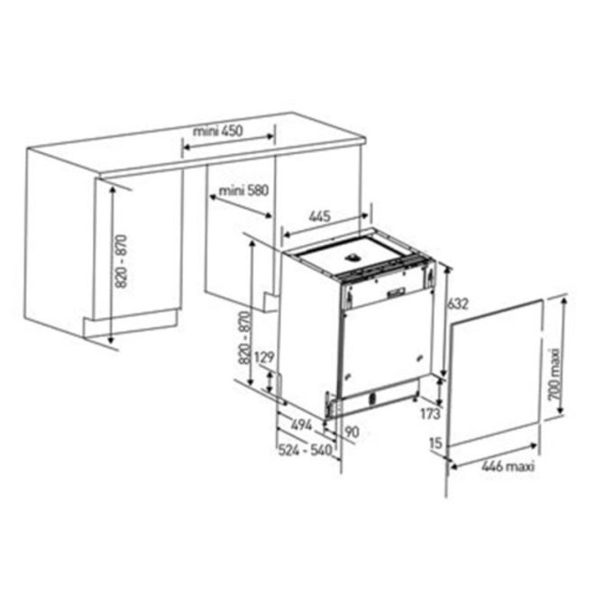 Máy rửa chén Bosch SPI46MS01E 4 Kích thước máy rửa chén Bosch SPI46MS01E