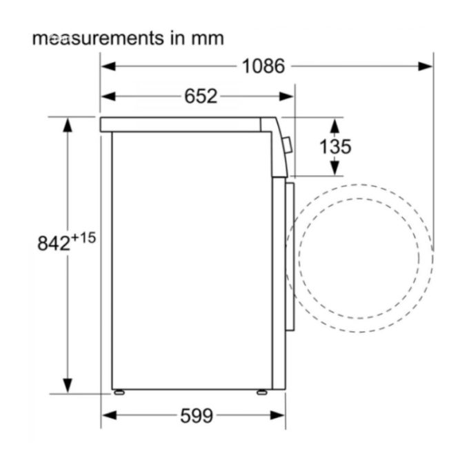 Máy sấy quần áo Bosch WTN86201PL 4 Kích thước máy sấy quần áo Bosch WTN86201PL