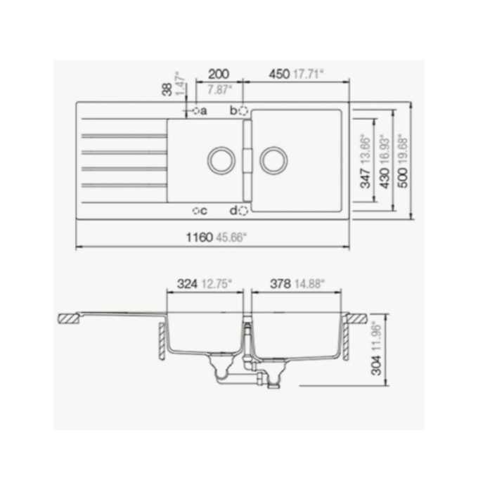 Chậu rửa chén bát Bosch HMH.SIGNUS D-200 màu đen xám 3 Chậu rửa chén bát Bosch HMH.SIGNUS D-200 màu đen xám