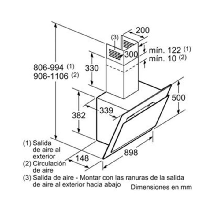 Máy hút mùi Bosch DWK97IM60 3 Kích thước máy hút mùi Bosch DWK97IM60
