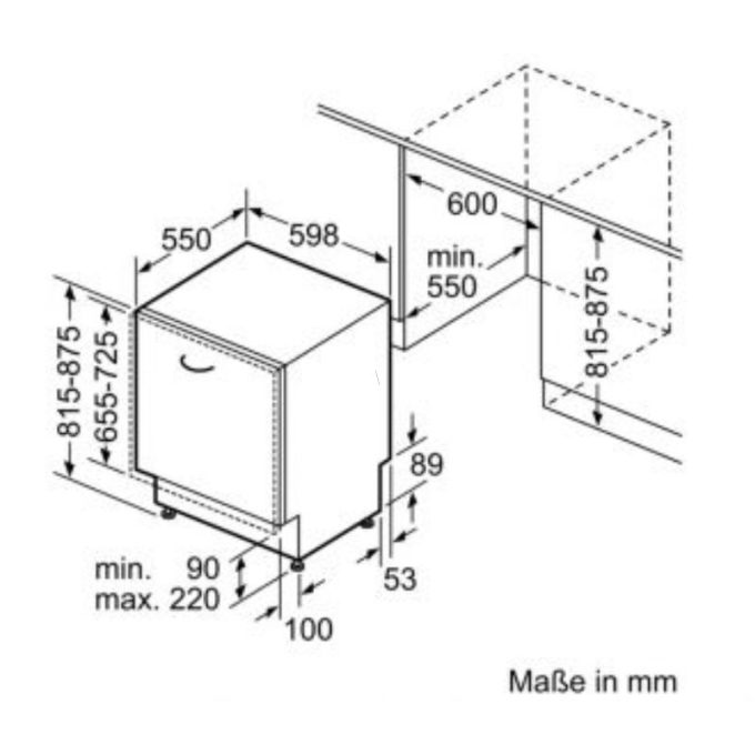 Máy rửa bát Bosch SMV88TX36E 3 Kích thước máy rửa bát Bosch SMV88TX36E