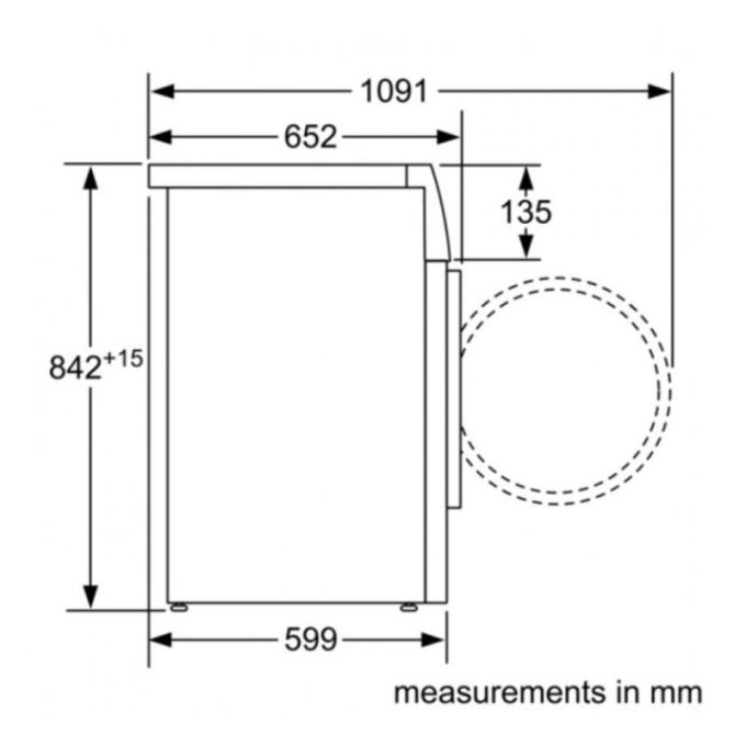 Máy sấy quần áo Bosch WTH82500GB 4 Kích thước máy sấy quần áo Bosch WTH82500GB
