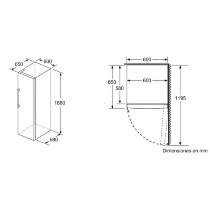 Tủ đông Bosch GSN36VI3P 3 Kích thước tủ đông Bosch GSN36VI3P