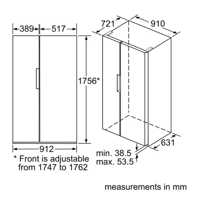 Tủ lạnh Bosch KAN92VI35O 3 Kích thước tủ lạnh Bosch KAN92VI35O