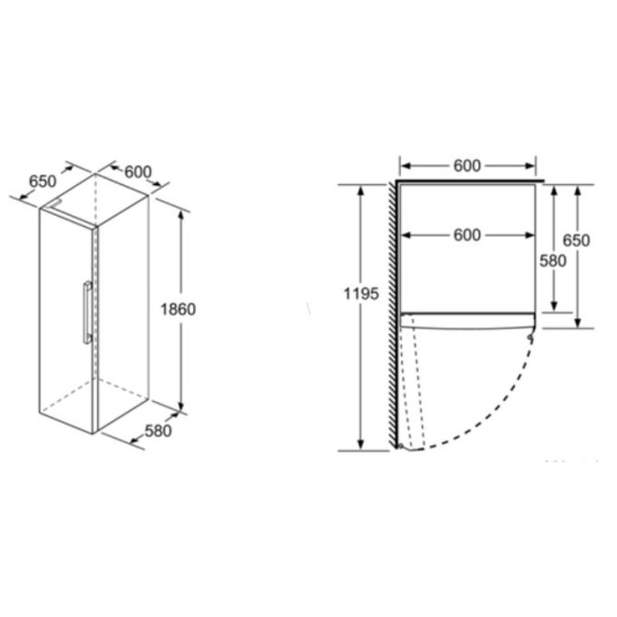 Tủ mát Bosch KIR81AF30 4 Kích thước tủ mát Bosch KIR81AF30