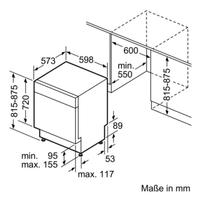 Máy rửa bát Bosch SMU68TS02E 3 Kích thước Máy rửa bát Bosch SMU68TS02E