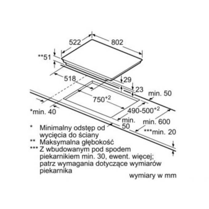 Bếp từ Bosch PVS851FB1E 3 Kích thước bếp từ Bosch PVS851FB1E