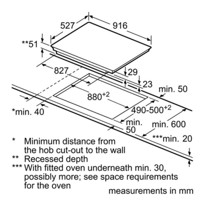 Bếp từ Bosch PXX975KW1E 6 Kích thước Bếp từ Bosch PXX975KW1E