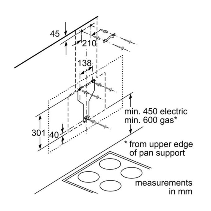 Máy hút mùi Bosch DWK67HM60B 3 Kích thước máy hút mùi Bosch DWK67HM60B