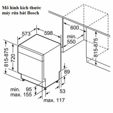 Kích thước máy rửa bát Bosch SMS25AW00E Kích thước máy rửa bát Bosch SMS25AW00E