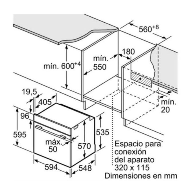 Lò nướng Bosch HBA512BR0 5 Kích thước Lò nướng Bosch HBA512BR0