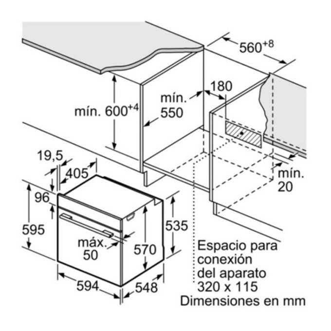 Lò nướng Bosch HBA5780B0 6 Kích thước Lò nướng Bosch HBA5780B0