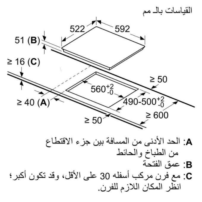 Bếp từ 3 vùng nấu Bosch PVJ611FB5E 6 Kích thước bếp từ 3 vùng nấu Bosch PVJ611FB5E