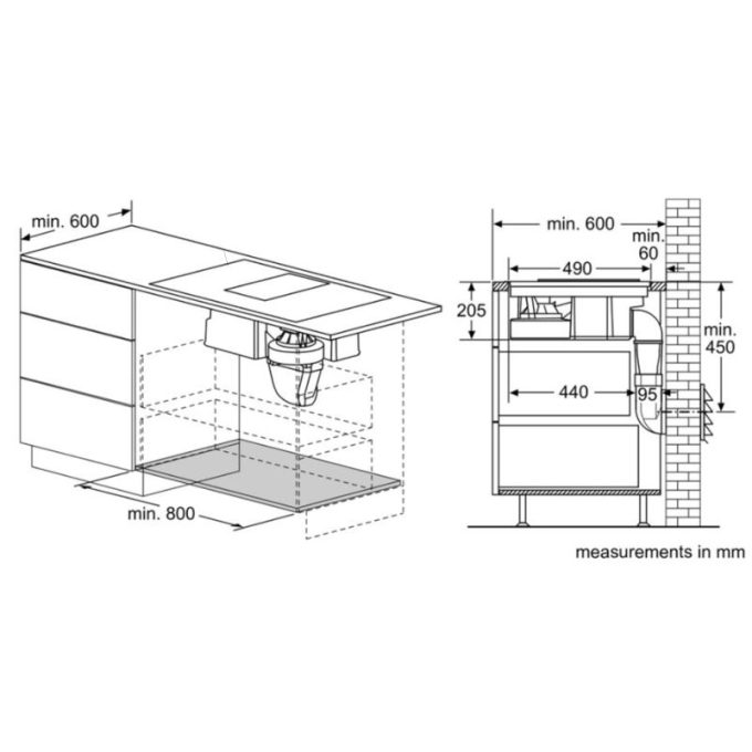 Bếp từ kết hợp hút mùi Bosch PVS851F21E 6 Kích thước bếp từ kết hợp hút mùi Bosch PVS851F21E