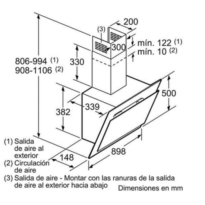 Kích thước máy hút mùi treo tường Bosch DWK97IM20