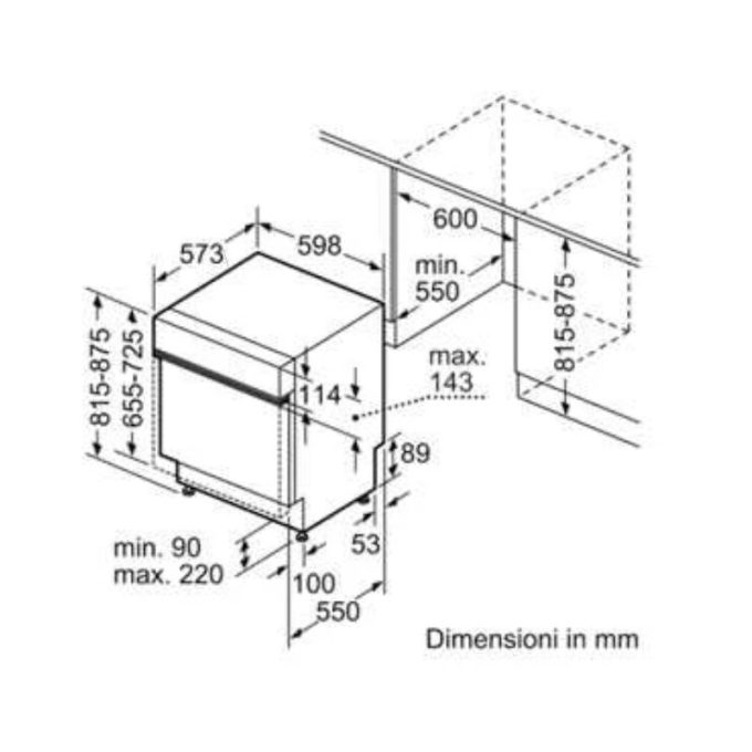 Máy rửa bát Bosch SMS46MW00E 5 Kích thước máy rửa bát Bosch SMS46MW00E