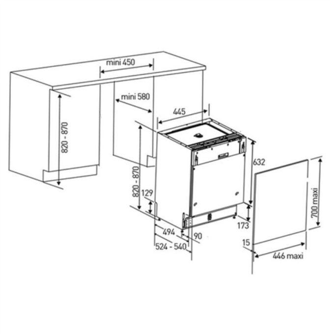 Máy rửa bát độc lập Bosch SPS46MI01E 5 Kích thước máy rửa bát độc lập Bosch SPS46MI01E