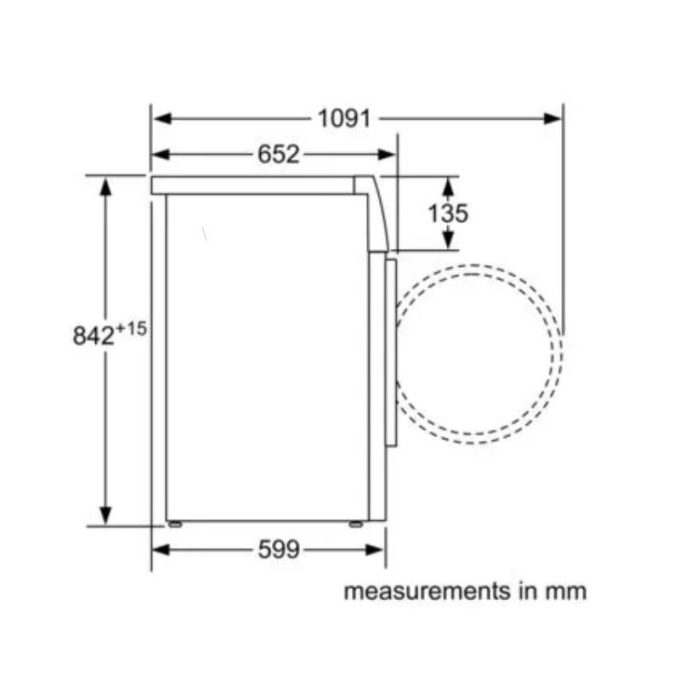 Máy sấy quần áo Bosch WTW85460BY 3 Kích thước máy sấy quần áo Bosch WTW85460BY