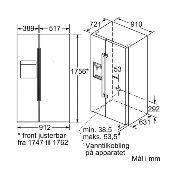 Tủ lạnh Bosch KAD92HI31 6 Kích thước tủ lạnh Bosch KAD92HI31