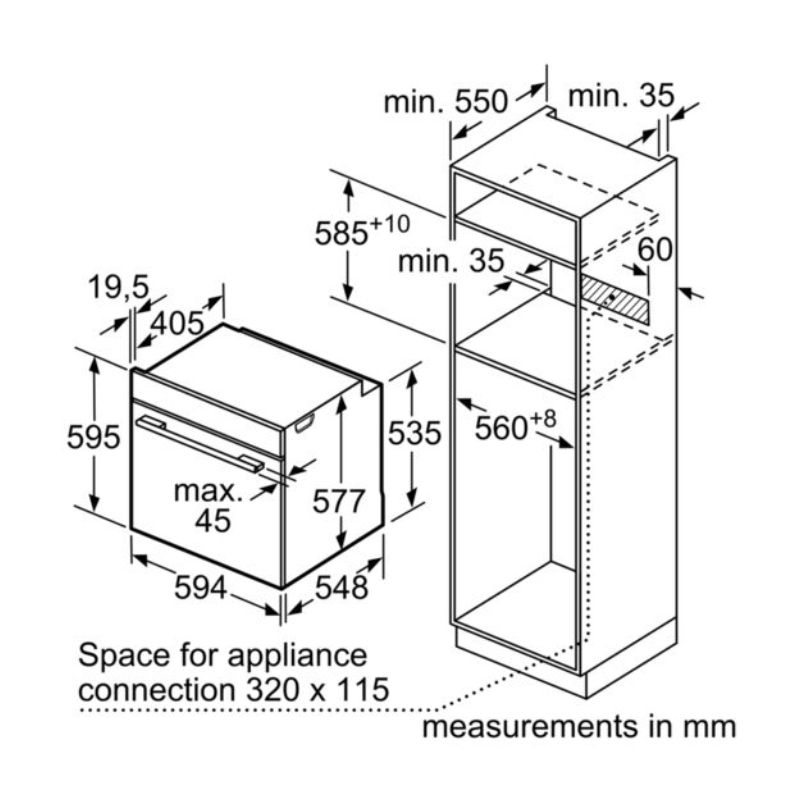 kích thước Lò nướng Bosch HBG655BS1 kích thước Lò nướng Bosch HBG655BS1