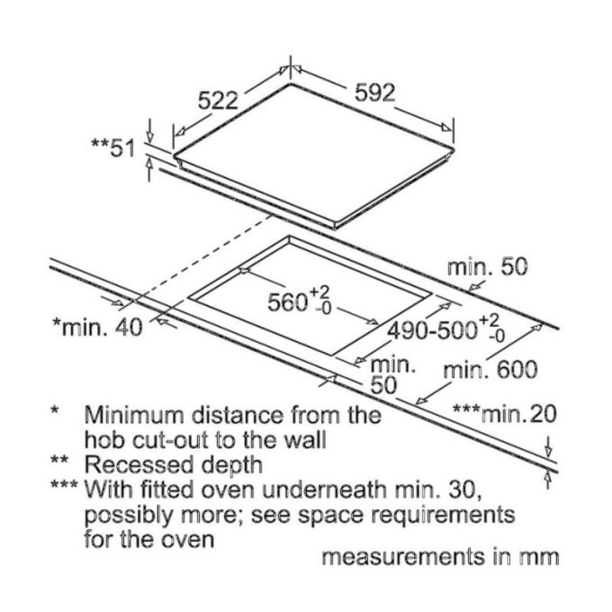 Bếp từ Bosch PIJ611BB1E 6 Kích thước Bếp từ Bosch PIJ611BB1E