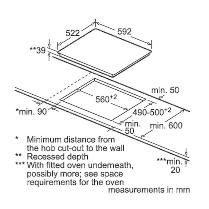 Bếp hồng ngoại Bosch PKK651F17E 5 Kích thước Bếp hồng ngoại Bosch PKK651F17E
