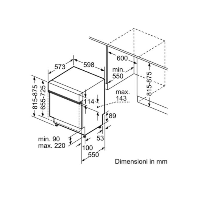 Máy rửa bát độc lập Bosch SMS68TI01E 6 Kich thước máy rửa bát độc lập Bosch SMS68TI01E