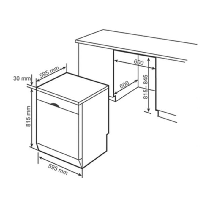 Máy rửa bát Bosch SMS68PW01E 6 Kích thước máy rửa bát Bosch SMS68PW01E