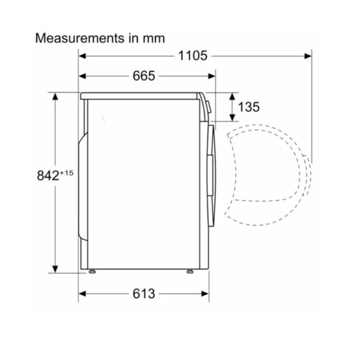 Máy sấy Bosch WTW85400SG 4 Kích thước máy sấy Bosch WTW85400SG