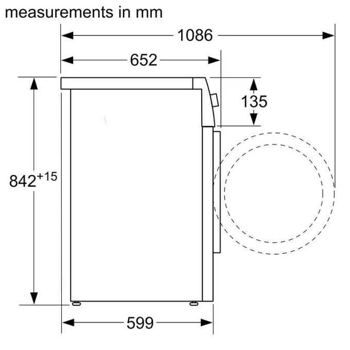 Máy sấy quần áo Bosch WTW87561SG Seri 8 6 Kích thước máy sấy quần áo Bosch WTW87561SG Seri 8