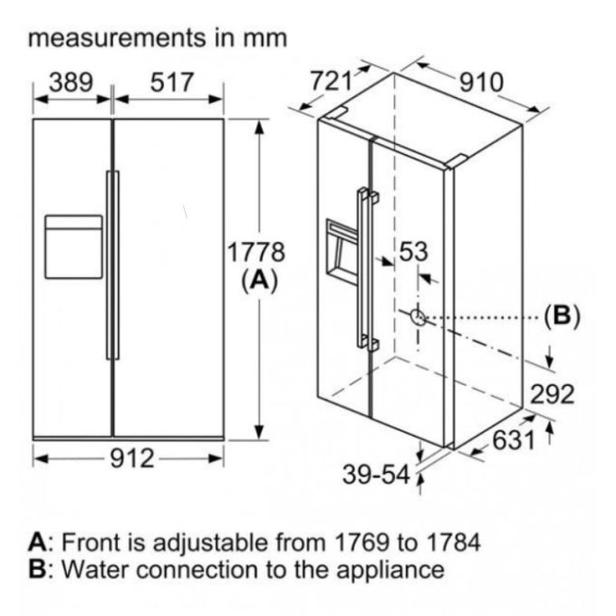 Tủ lạnh Bosch KAD92HBFP 5 Kích thước tủ lạnh Bosch KAD92HBFP