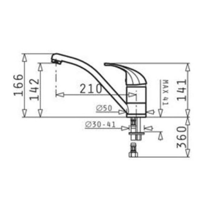 Vòi rửa bát Bosch Modo đá 3 kích thước của Vòi rửa bát Bosch Modo đá