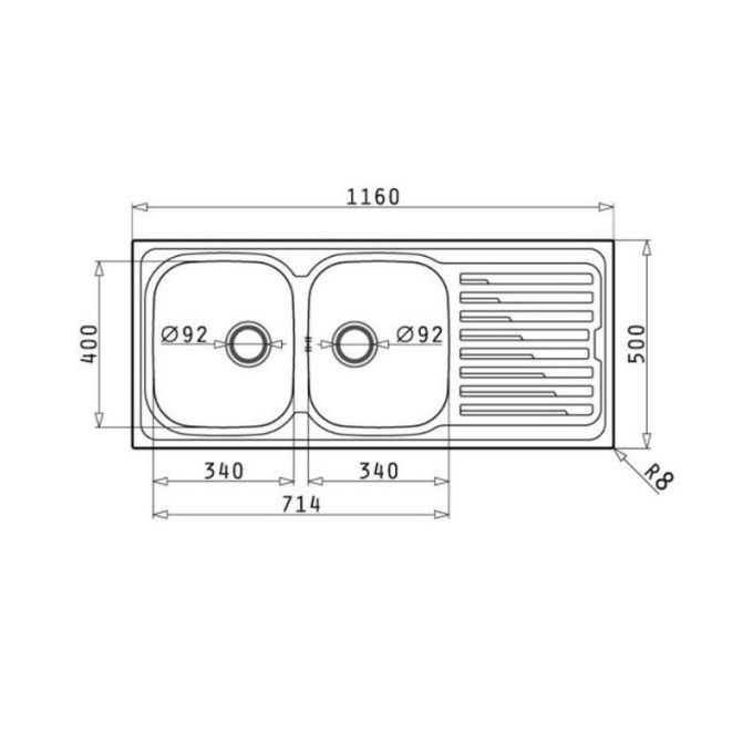 Chậu rửa bát Bosch AMALTIA 2B 1D 3 kích thước của Chậu rửa bát Bosch AMALTIA 2B 1D