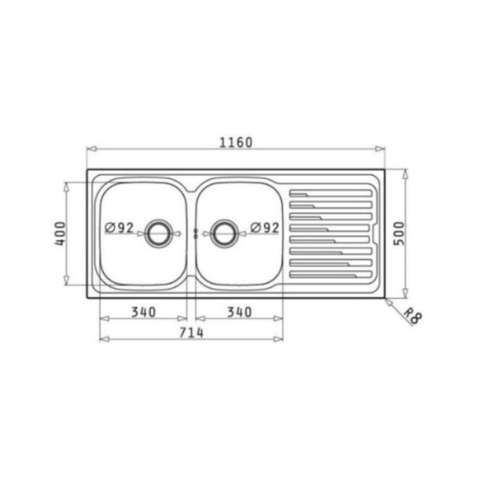Chậu rửa bát Bosch AMALTIA 2B 1D 3 kích thước của Chậu rửa bát Bosch AMALTIA 2B 1D