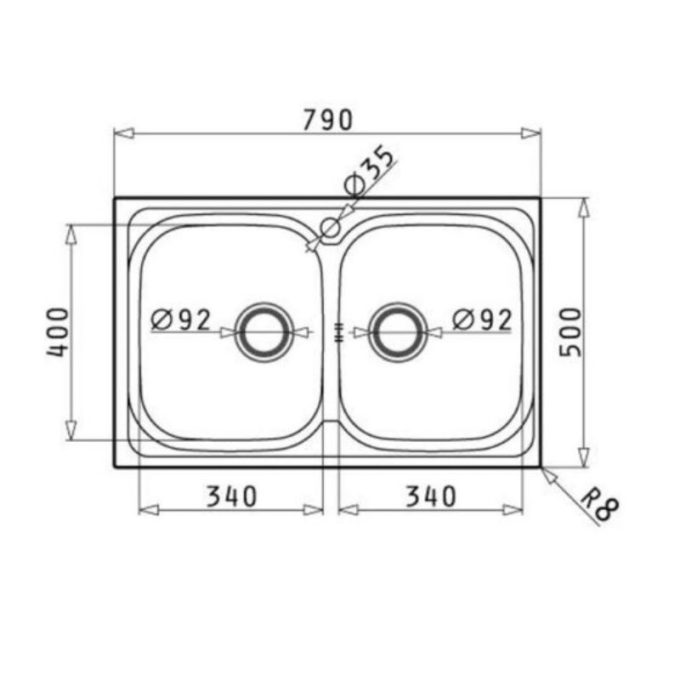 Chậu rửa bát Bosch AMALTIA 2B 3 kích thước của Chậu rửa bát Bosch AMALTIA 2B
