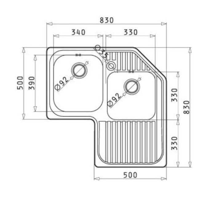 Chậu rửa bát Bosch CELESTE LH 3 kích thước của Chậu rửa bát Bosch CELESTE LH